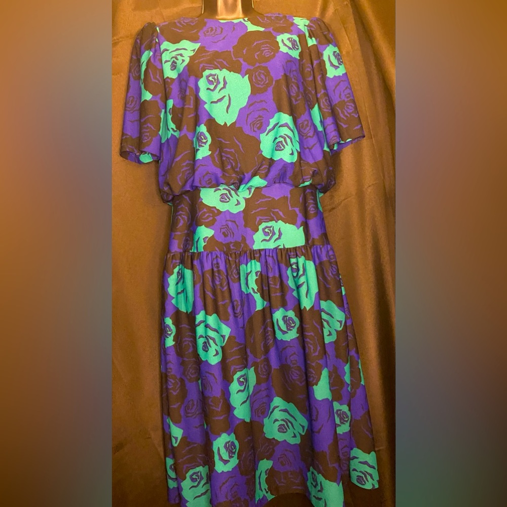 Vintage Walden Classic black blue floral Dress/size 10